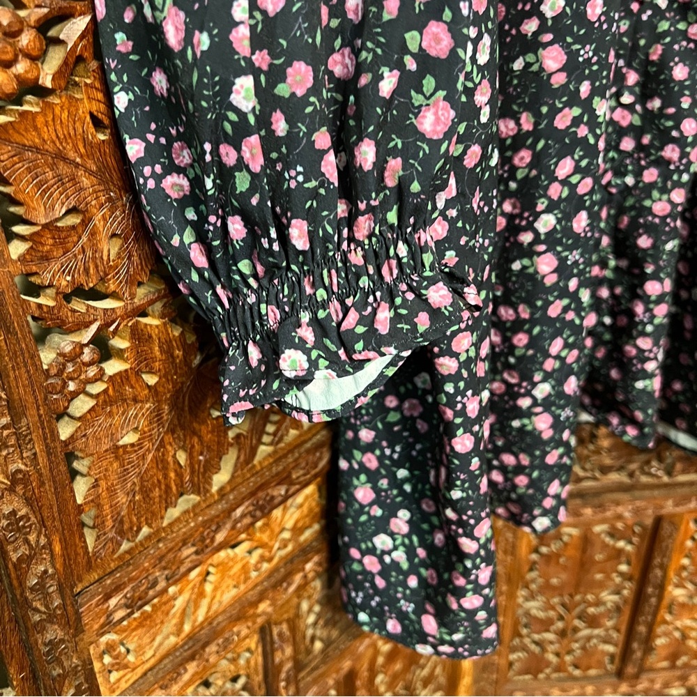 English Factory Black Floral Shift Dress with Pink Flowers - Picture 10 of 16